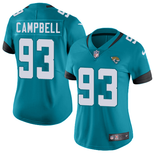 Nike Jacksonville Jaguars #93 Calais Campbell Teal Green Alternate Women Stitched NFL Vapor Untouchable Limited Jersey->women nfl jersey->Women Jersey